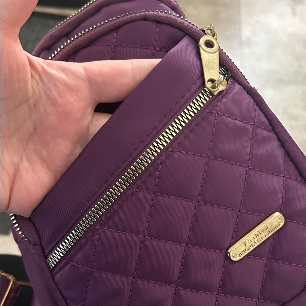 Purple Quilted Crossbody Sling Bag - Picture 7 of 7